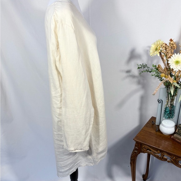 Match Point Linen Asymmetrical Pocket Tie Side Shirtdress Soft Yellow~XL 🧡 - Picture 6 of 12